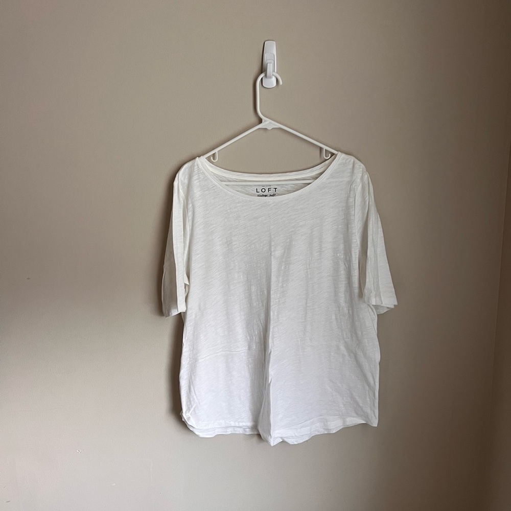 LOFT Women's Soft White Short Sleeve Tee